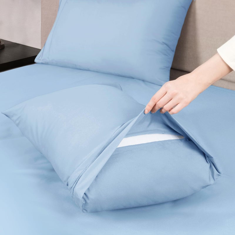 Mejoroom Full Size Sheet Sets - 16 Inches Deep Pocket Bed Sheets & Pillowcase Sets - 1800 Collection Microfiber Bed Sheet Set - Extra Soft, Fade & Wrinkle Resistant - 4 Piece(Full,Light Blue) - Image 4